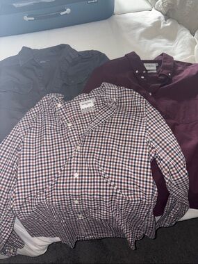 Goodfellow & Co Men’s Burgundy, Black & Red Check Button-Down Shirt Bundle